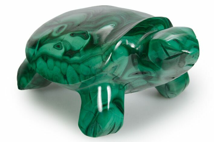 Flowery Malachite Turtle Carving - DR Congo #349338